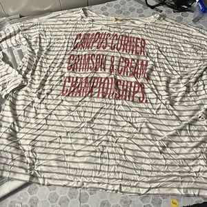 Piko 1988 Large Oversized Gray White Striped Campus Corner Crimson & Cream